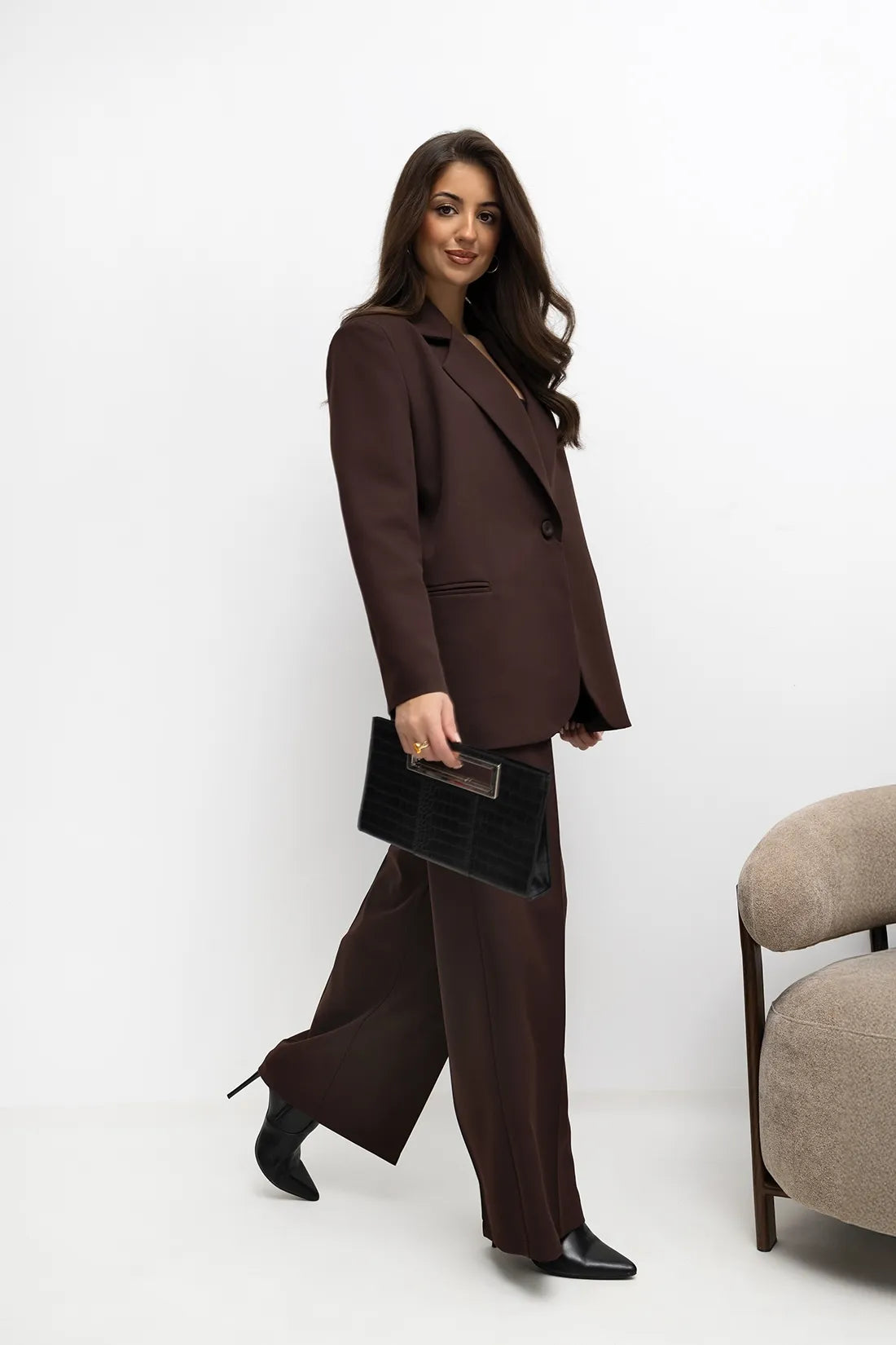 MARYNARKA TKANINA CZEKOLADA